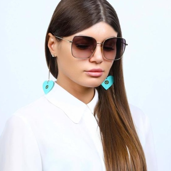 NEW Gucci Turquoise Gg1030sk- 003 Charm Sunglasses - Picture 3 of 8